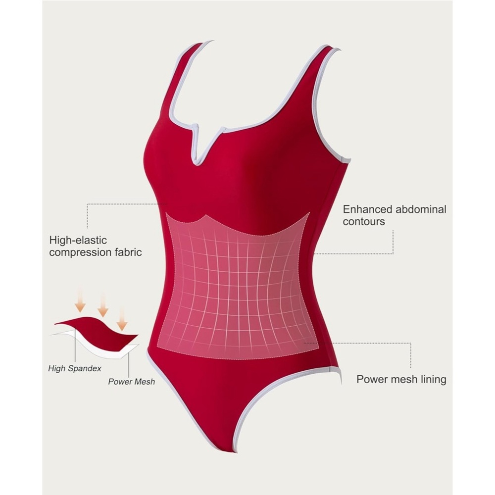 Red Women's One-Piece Swimsuit - Picture 3 of 3